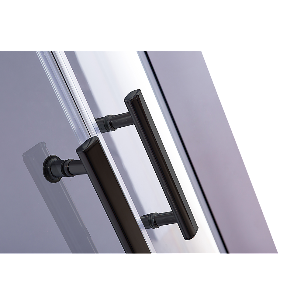 90 x 90cm Black Rounded Sliding 6mm Curved Shower Screen with White Base