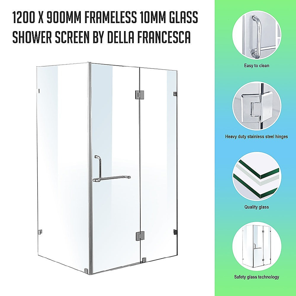 1200 x 900mm Frameless 10mm Glass Shower Screen By Della Francesca