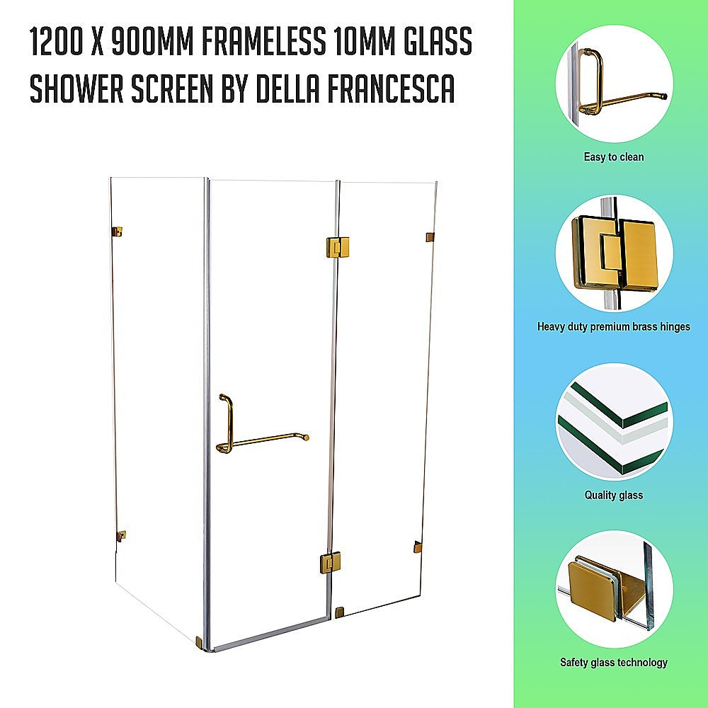 1200 x 900mm Frameless 10mm Glass Shower Screen By Della Francesca