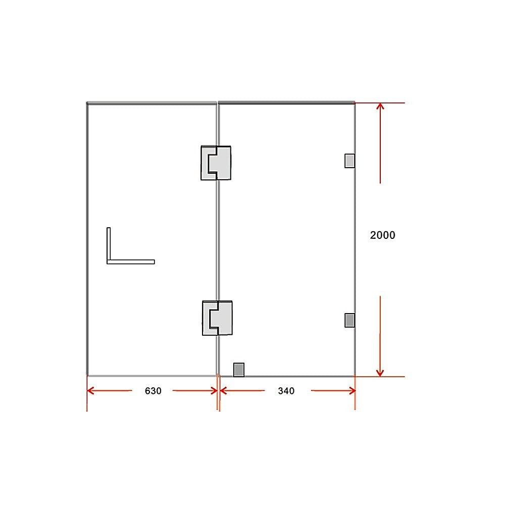 100 x 200cm Wall to Wall Frameless Shower Screen 10mm Glass By Della Francesca