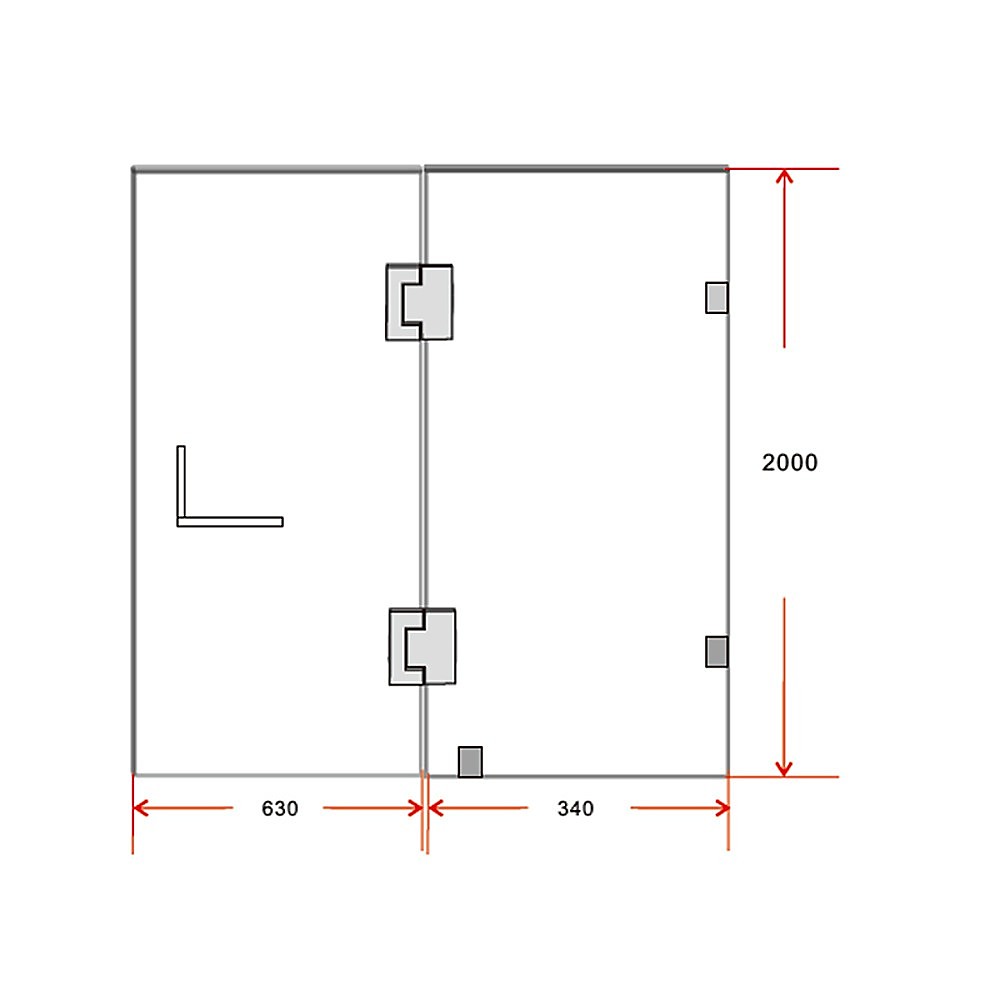 100 x 200cm Wall to Wall Frameless Shower Screen 10mm Glass By Della Francesca