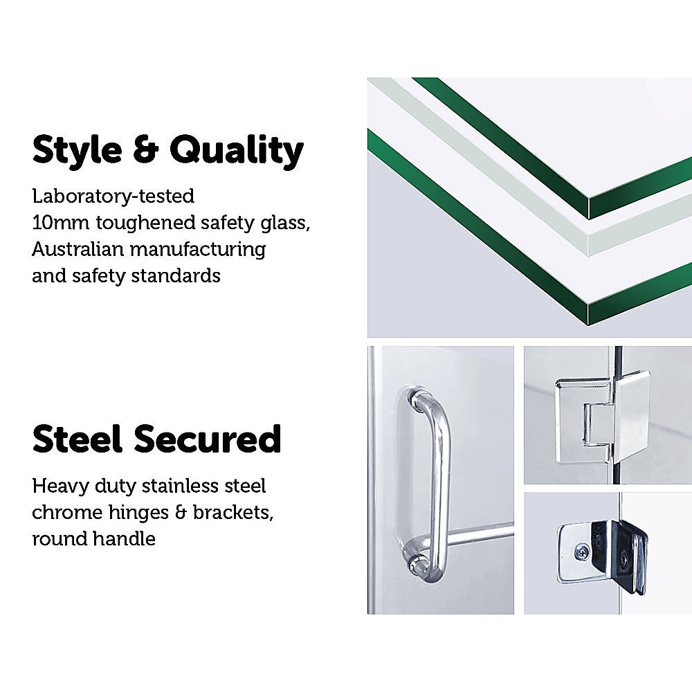 110 x 200cm Wall to Wall Frameless Shower Screen 10mm Glass By Della Francesca