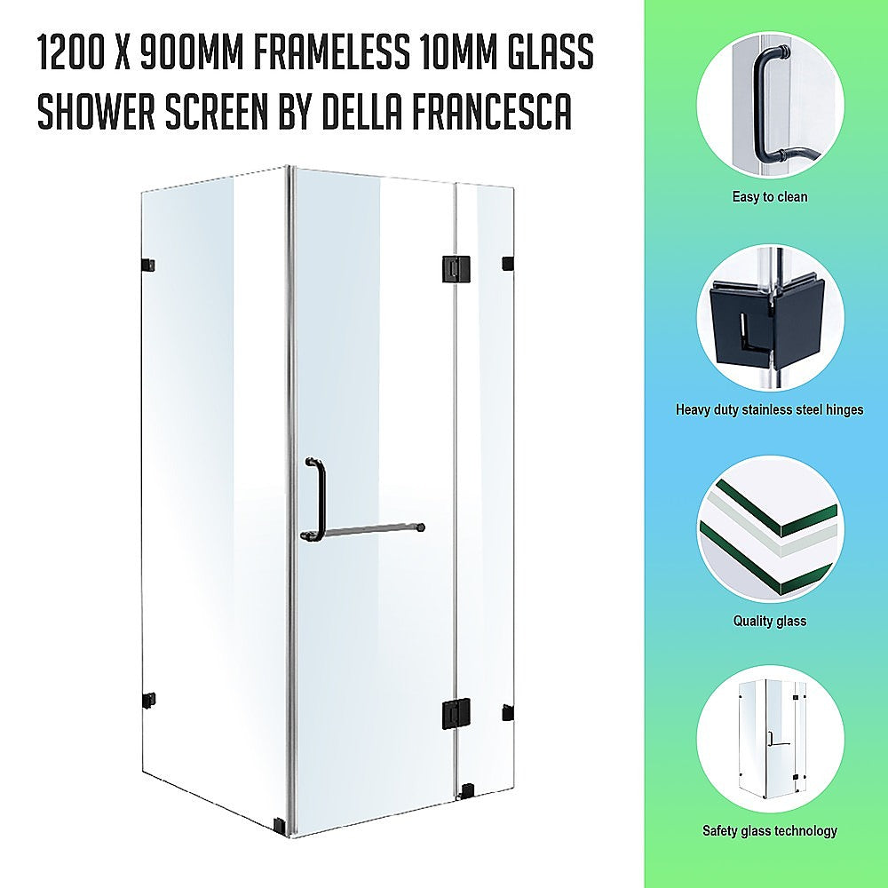 1200 x 900mm Frameless 10mm Glass Shower Screen By Della Francesca