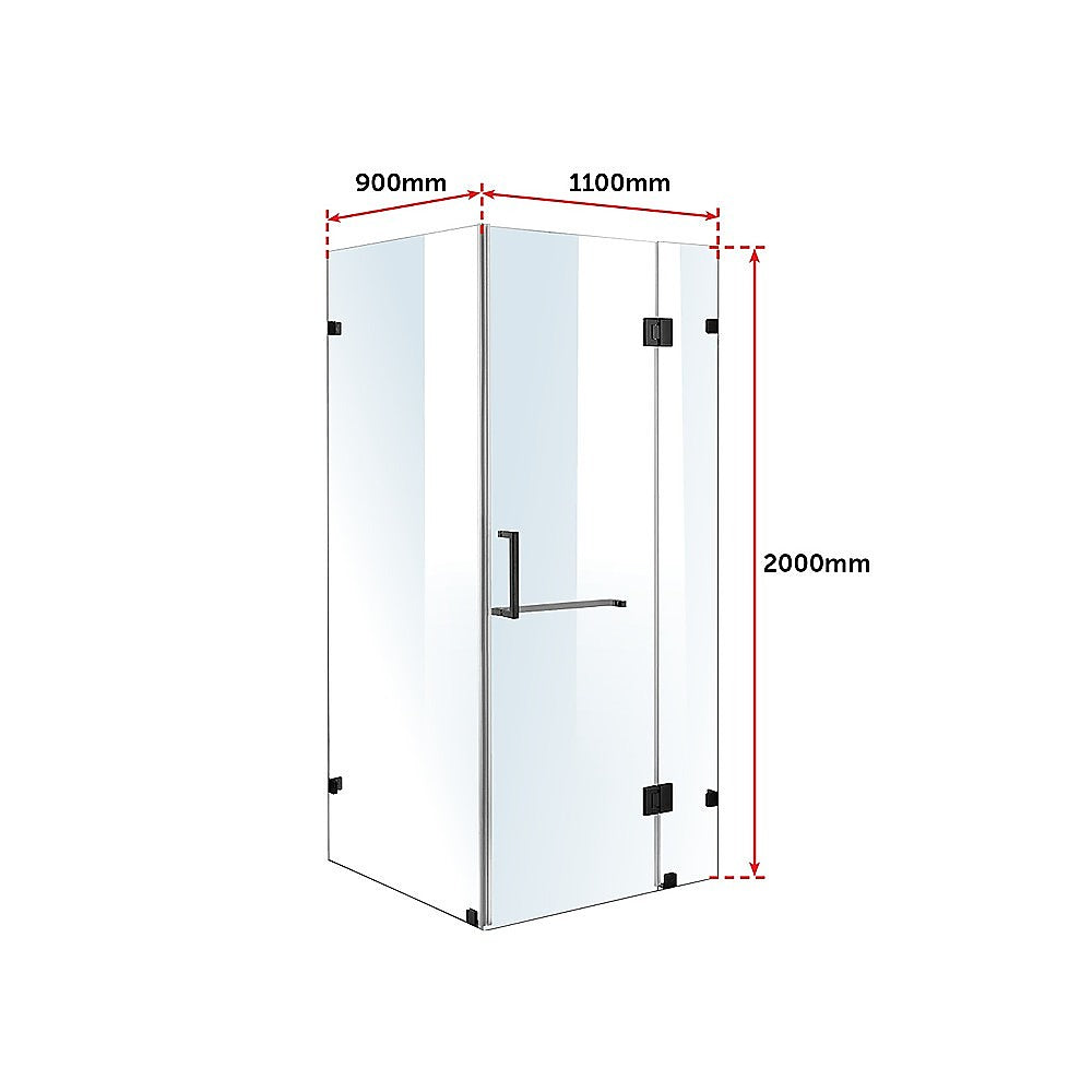 1100 x 900mm Frameless 10mm Glass Shower Screen By Della Francesca