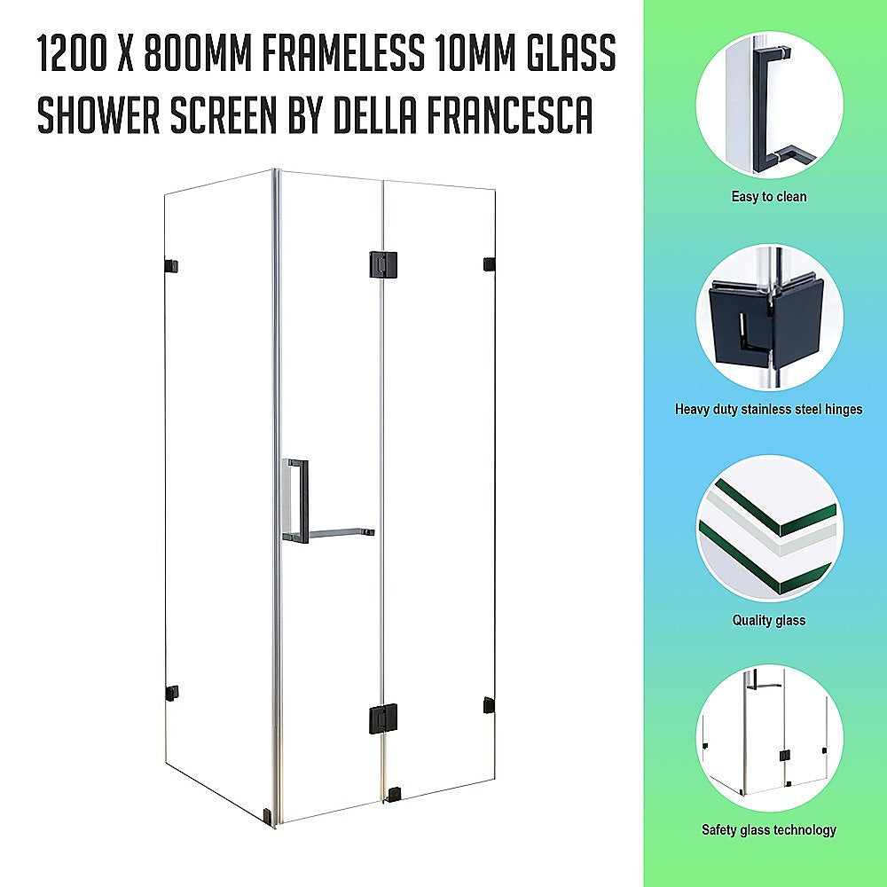 1200 x 800mm Frameless 10mm Glass Shower Screen By Della Francesca