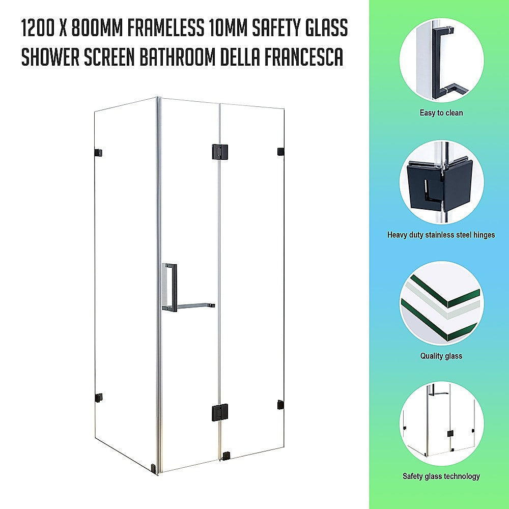 1200 x 800mm Frameless 10mm Glass Shower Screen By Della Francesca