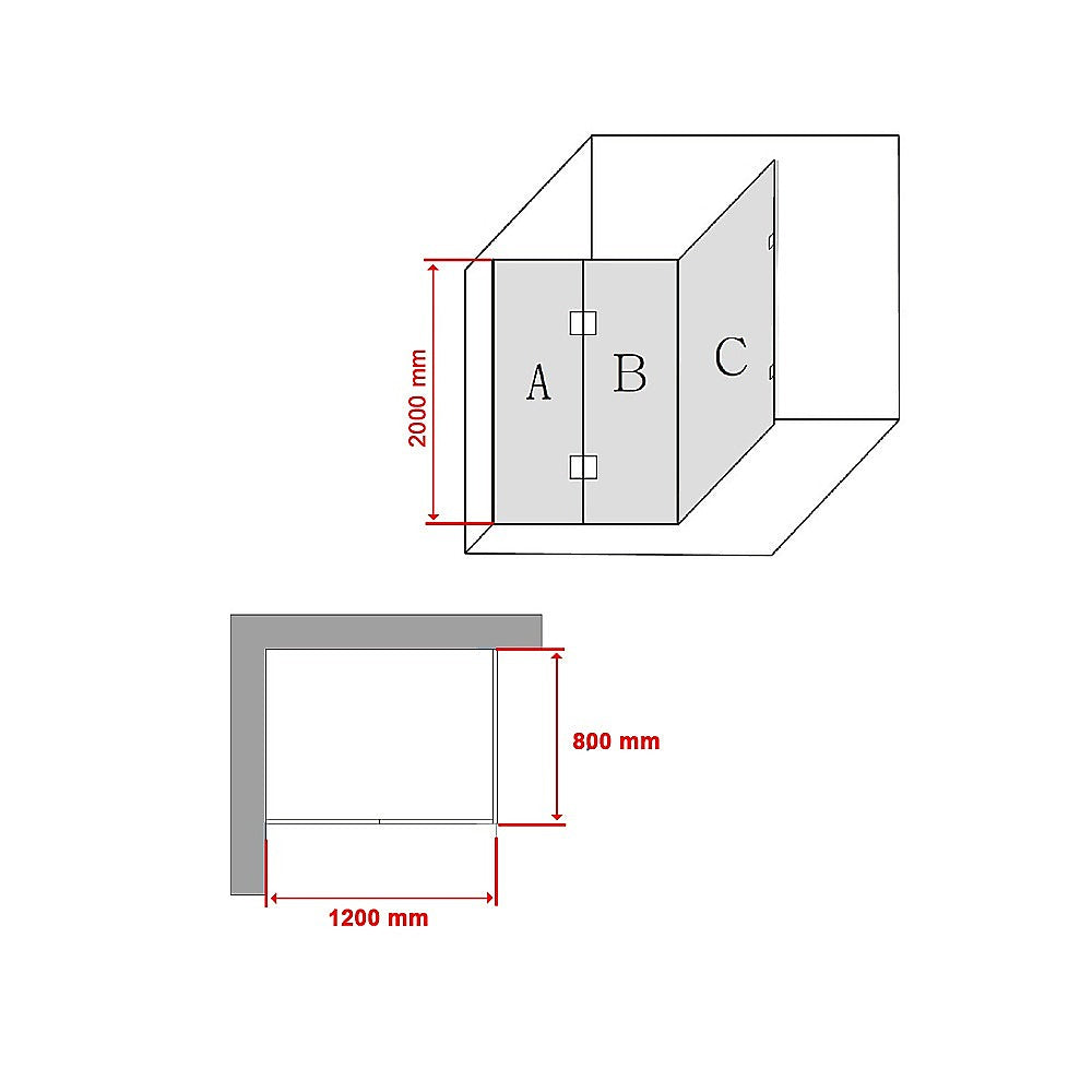 1200 x 800mm Frameless 10mm Glass Shower Screen By Della Francesca