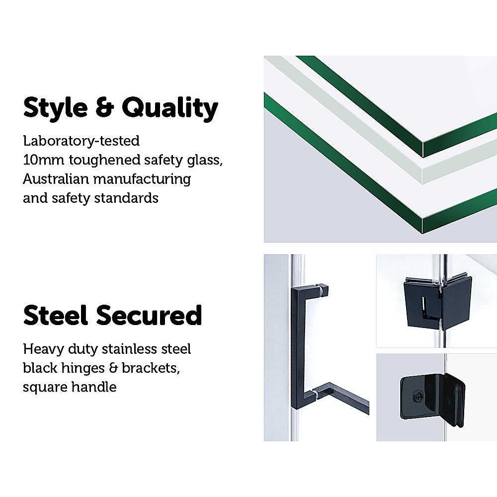 110 x 200cm Wall to Wall Frameless Shower Screen 10mm Glass By Della Francesca