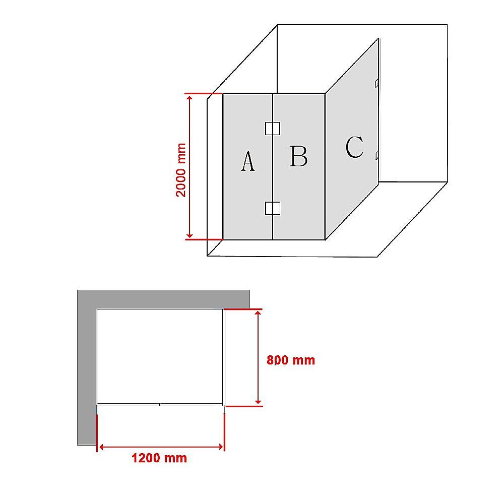 1200 x 800mm Frameless 10mm Glass Shower Screen By Della Francesca