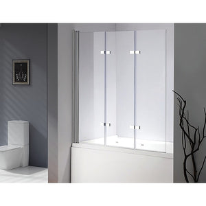 3 Fold Chrome Folding Bath Shower Screen Door Panel 1300mm x 1400mm