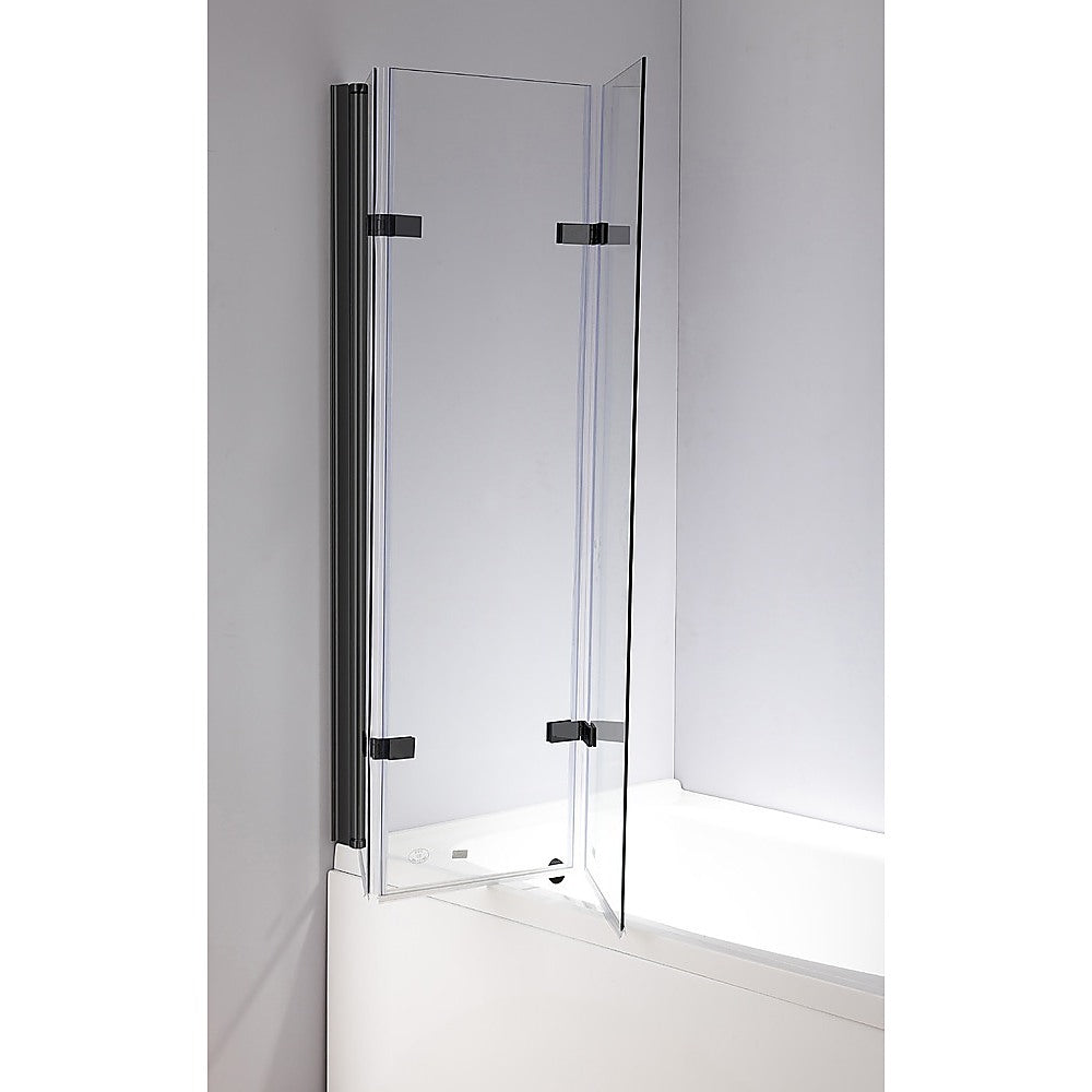 3 Fold Black Folding Bath Shower Screen Door Panel 1300mm x 1400mm