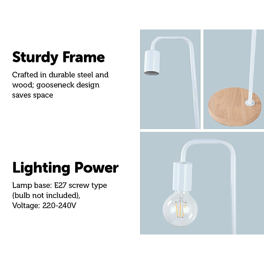 Modern Table lamp Desk Light Timber Base Bedside Bedroom White