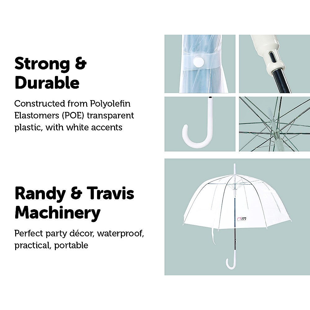 5x Clear Transparent Rain Walking Umbrella Parasol PVC Dome Wedding Party Favour