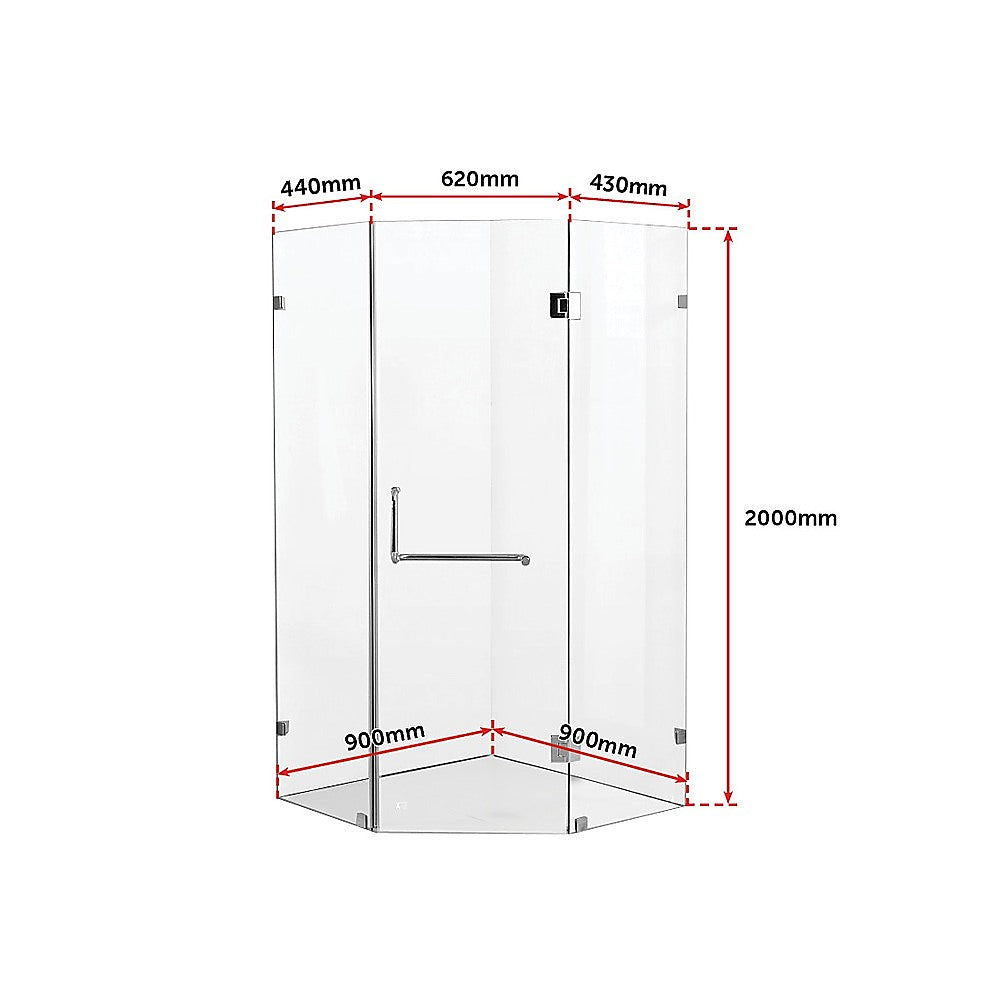 900 x 900mm Frameless 10mm Glass Shower Screen By Della Francesca