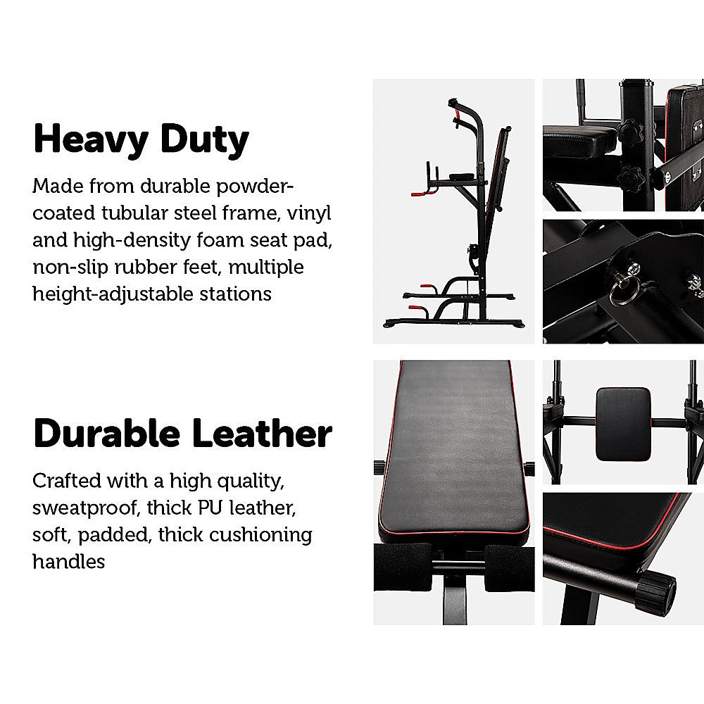 Power Tower Pull Up Weight Bench Dip Multi Station Chin Up Home Gym Equipment