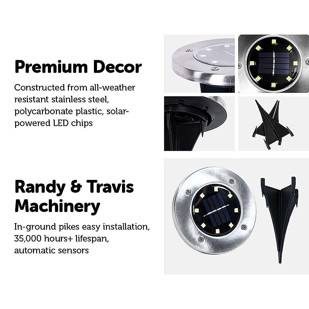 12x Solar Powered LED Buried Inground Recessed Light Garden Outdoor Deck Path