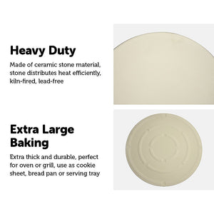 38cm XL Pizza & Baking Stone for BBQ/Oven/Grill
