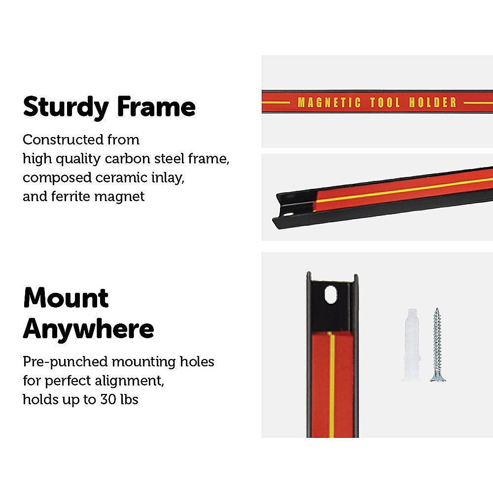 3 x 61cm Magnetic Wall Mounted Tool Holder Storage Organiser Garage Workshop