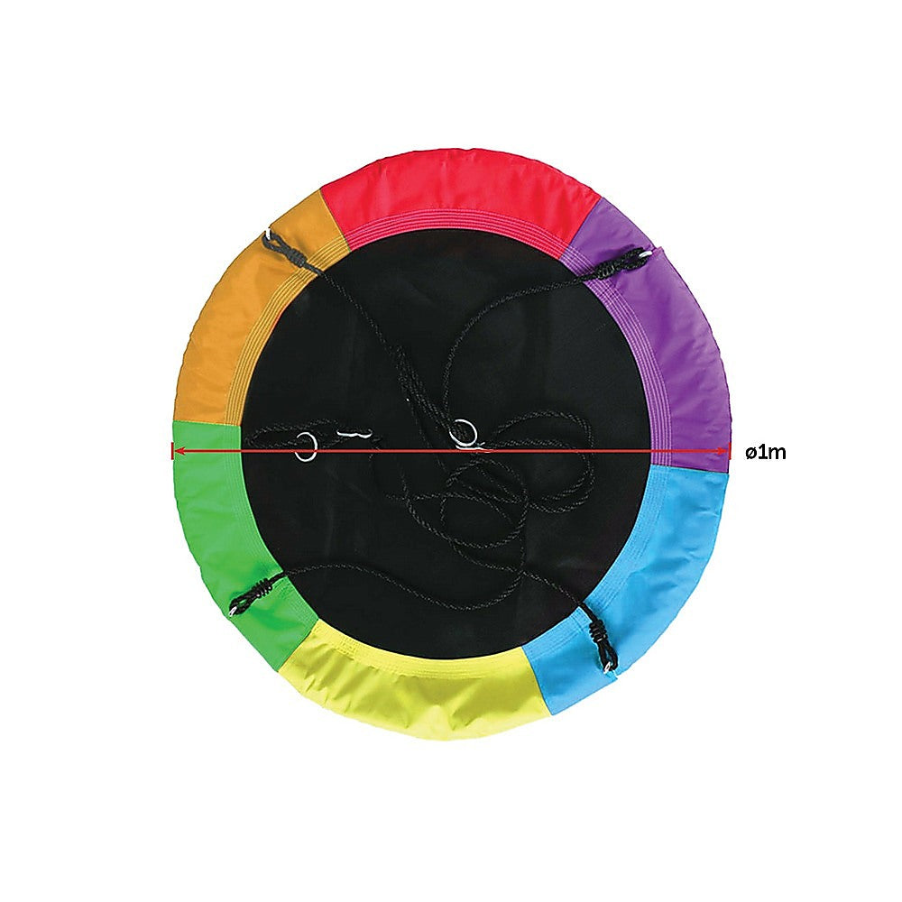 1m Tree Swing in Multi-Color Rainbow Kids Indoor/Outdoor Round Mat Saucer Swing