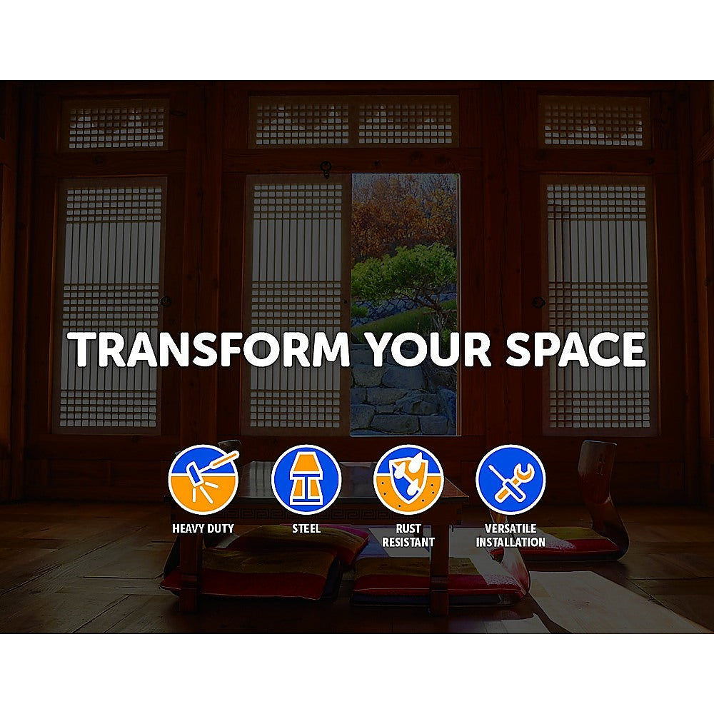 12" Square Pull and Flush Door Handle Set Black Barn Door Hardware