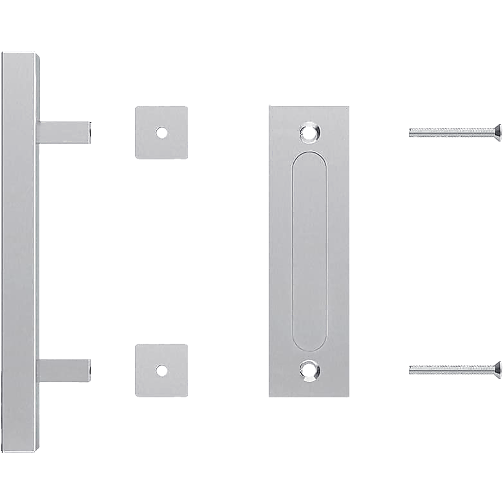 12" Square Pull and Flush Door Handle Set Stainless Steel Barn Door Hardware