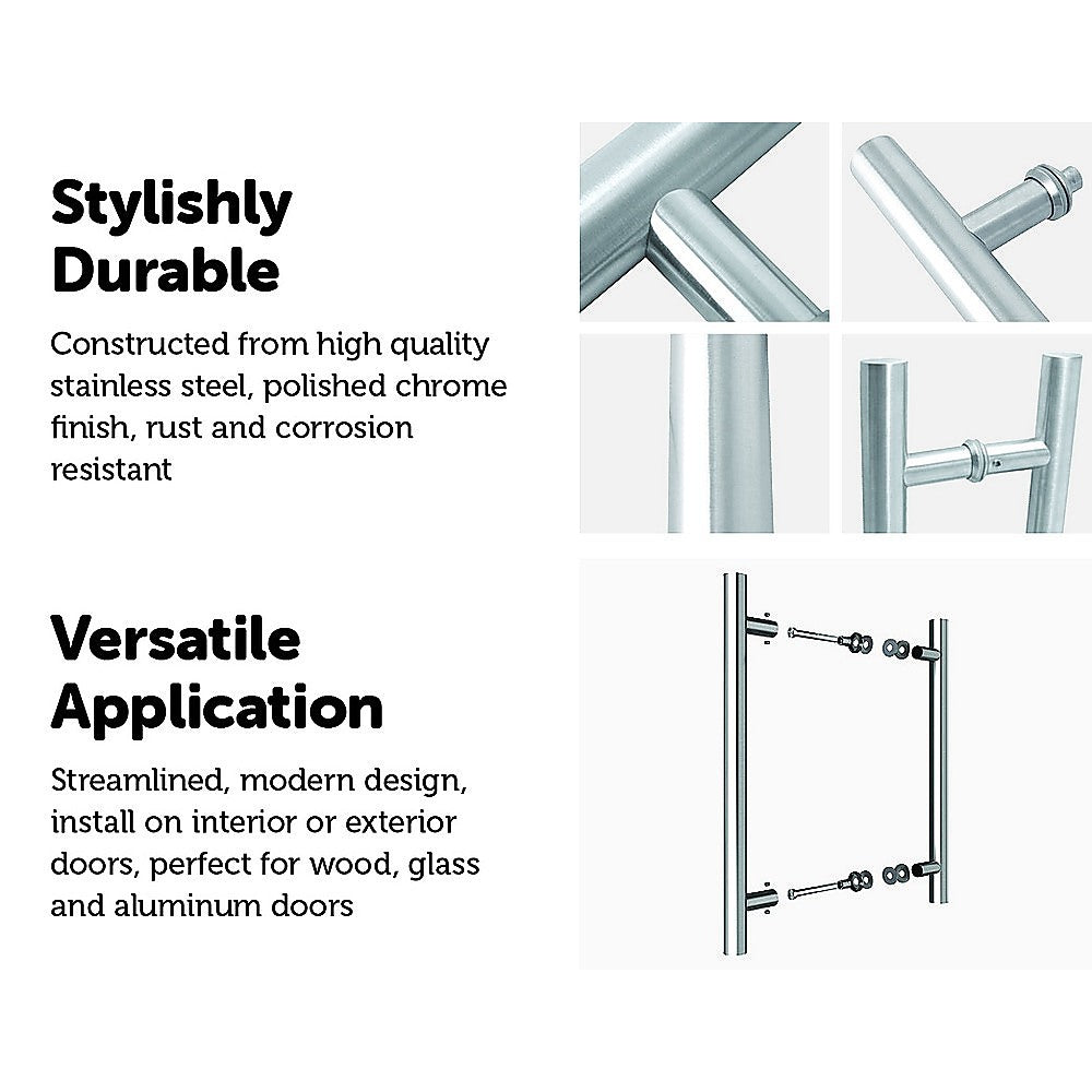 Round 300mm Push Pull Stainless Steel Door Handle Entrance Entry Shower Glass