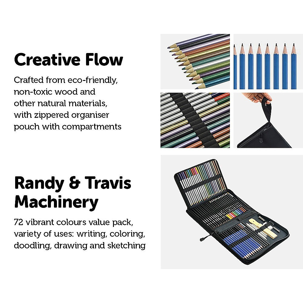 Art Sketch Pencils Oil Drawing Colouring Graphite Charcoal Pencil Set 72pcs/set