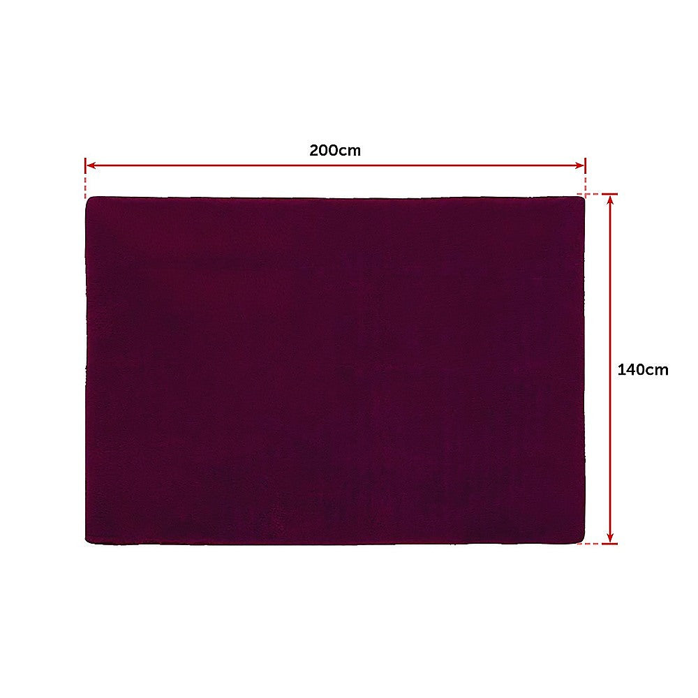 200x140cm Floor Rugs Large Shaggy Rug Area Carpet Bedroom Living Room Mat - Burgundy