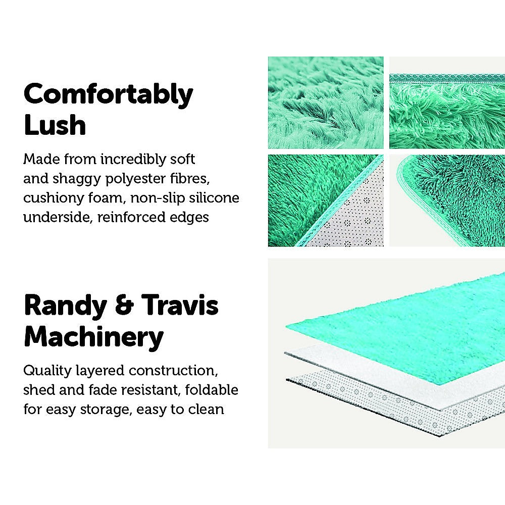 200x140cm Floor Rugs Large Shaggy Rug Area Carpet Bedroom Living Room Mat - Turquoise