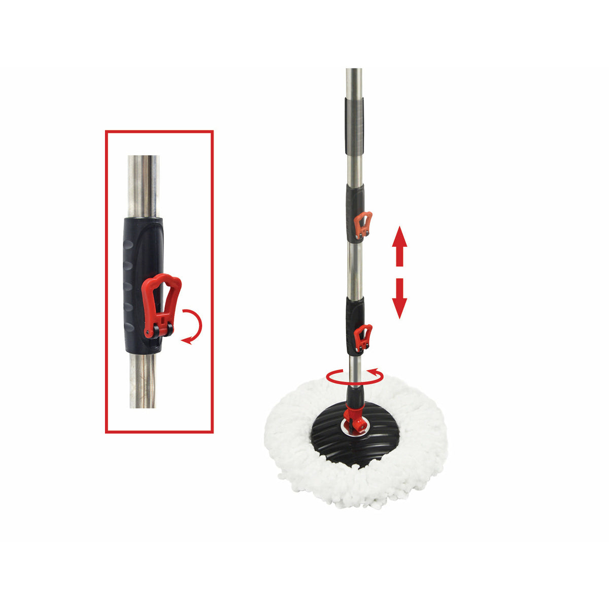 Spin Rotating Mop and Bucket Set with Wheels and 4 Microfibre Mop Heads