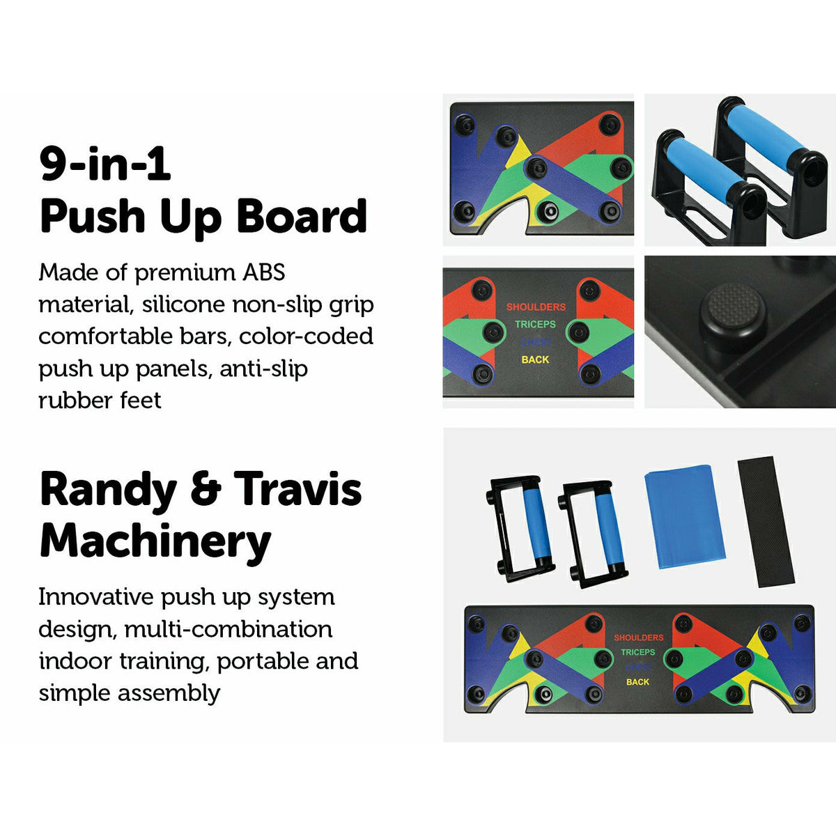 9 in 1 Push Up Board Yoga Bands Fitness Workout Train Gym Exercise Pushup Stand