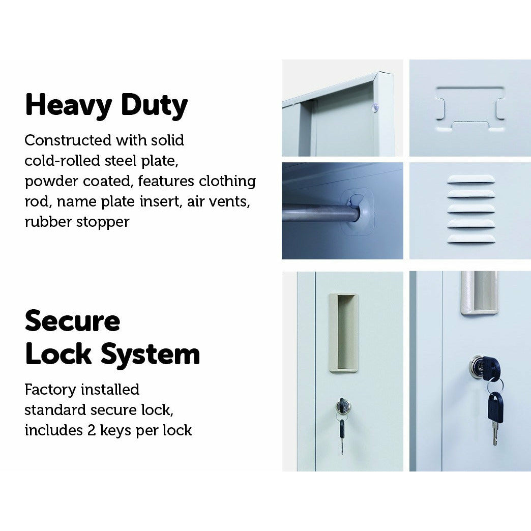 2-Door Vertical Locker for Office Gym Shed School Home Storage