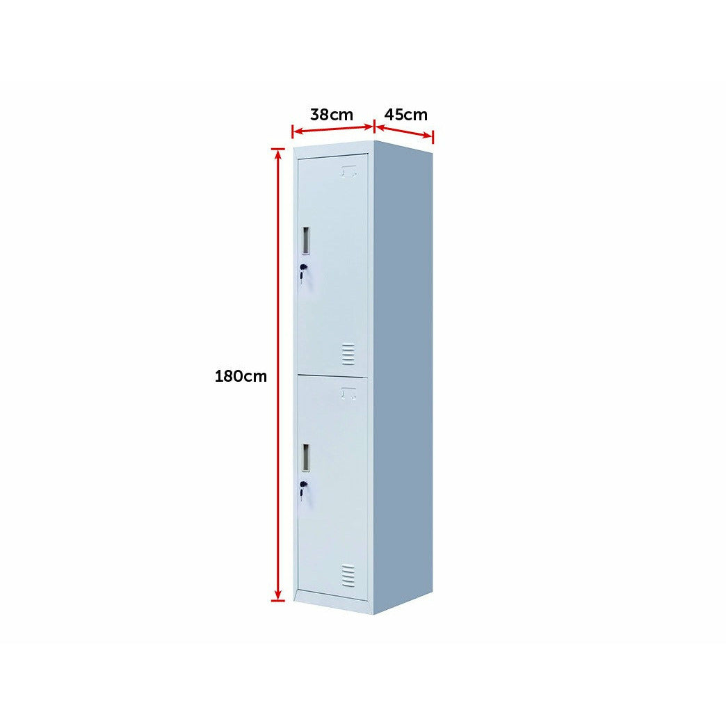 2-Door Vertical Locker for Office Gym Shed School Home Storage