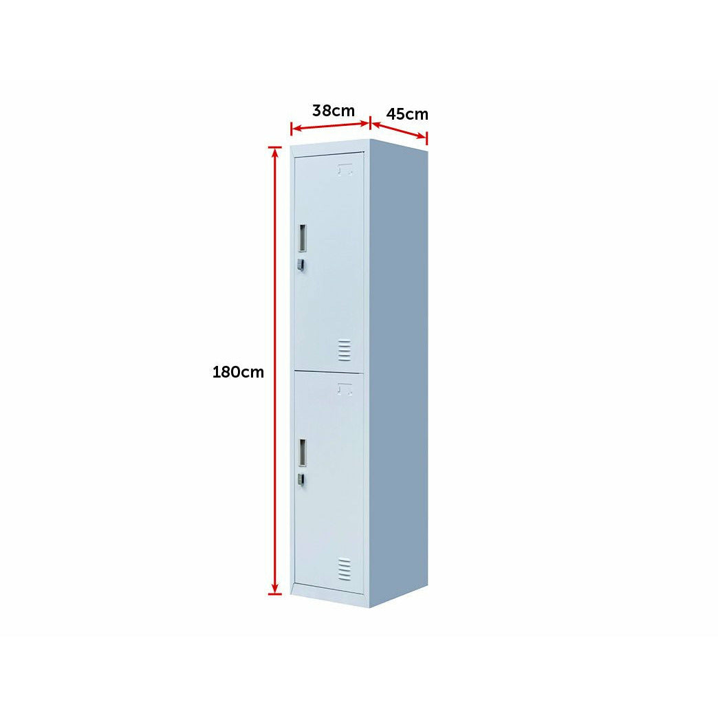 2-Door Vertical Locker for Office Gym Shed School Home Storage