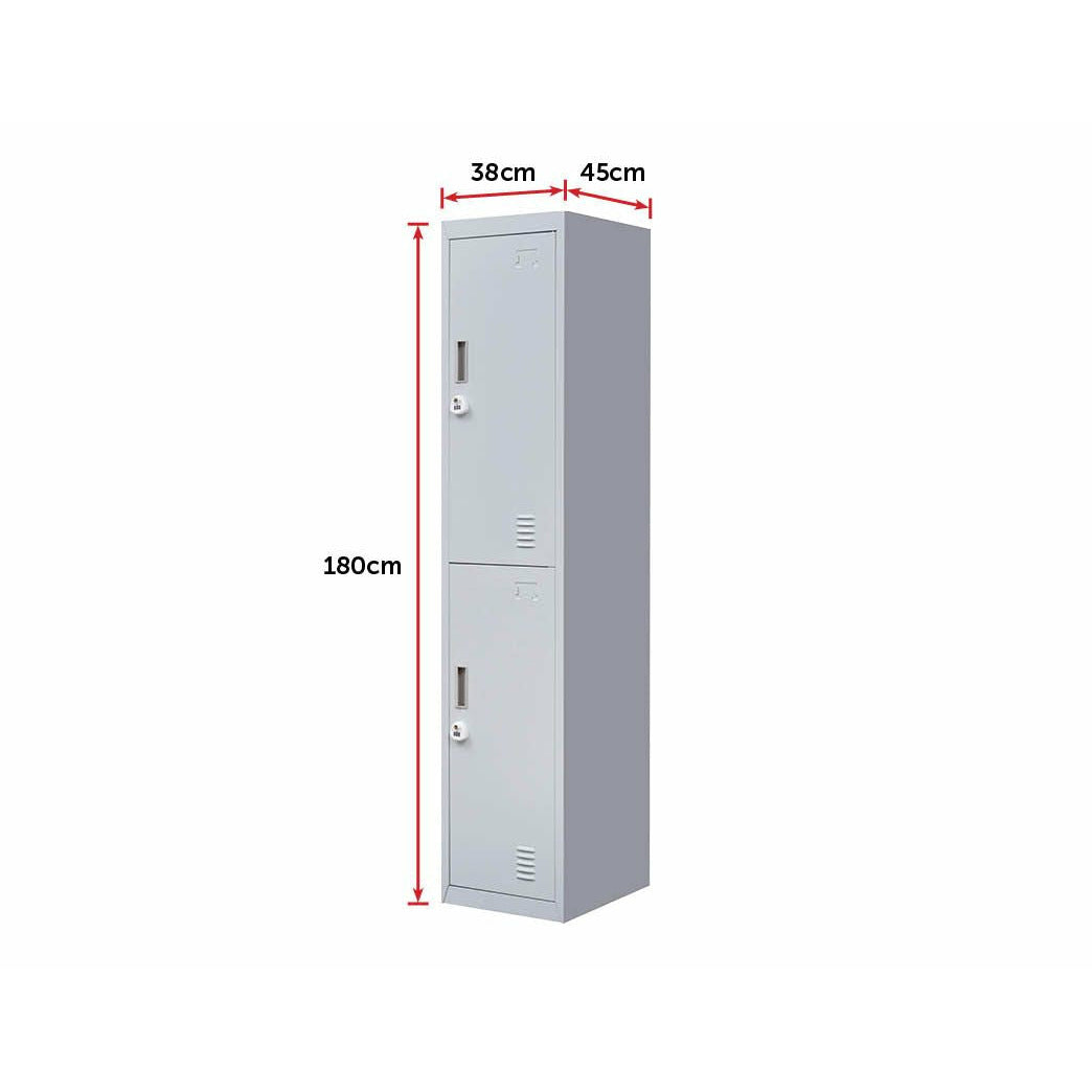2-Door Vertical Locker for Office Gym Shed School Home Storage