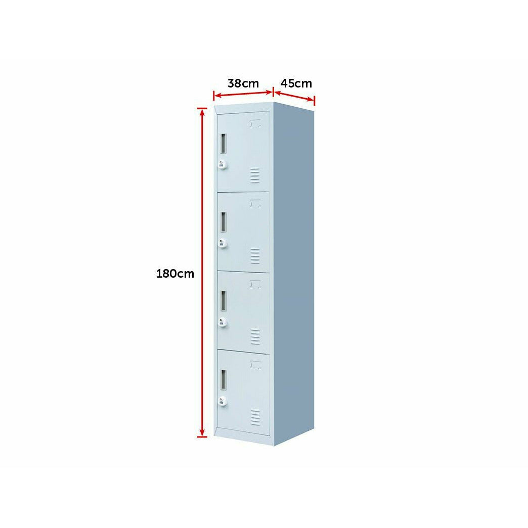 4-Door Vertical Locker for Office Gym Shed School Home Storage