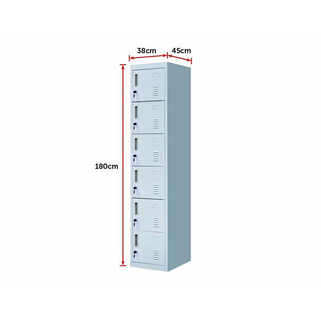 6-Door Locker for Office Gym Shed School Home Storage