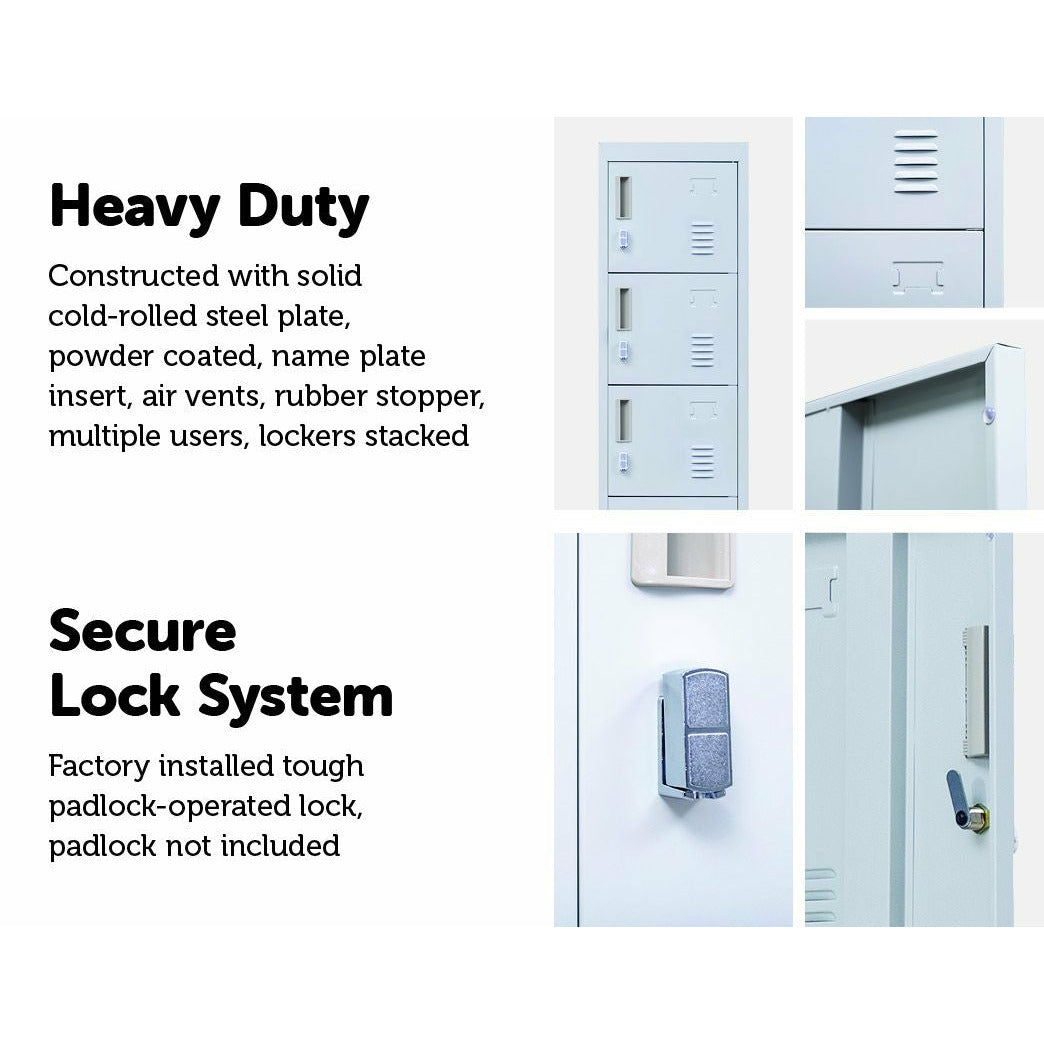 6-Door Locker for Office Gym Shed School Home Storage