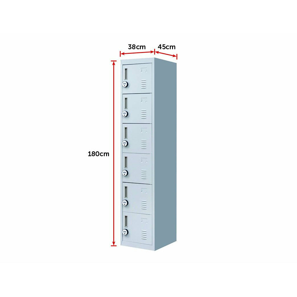 6-Door Locker for Office Gym Shed School Home Storage