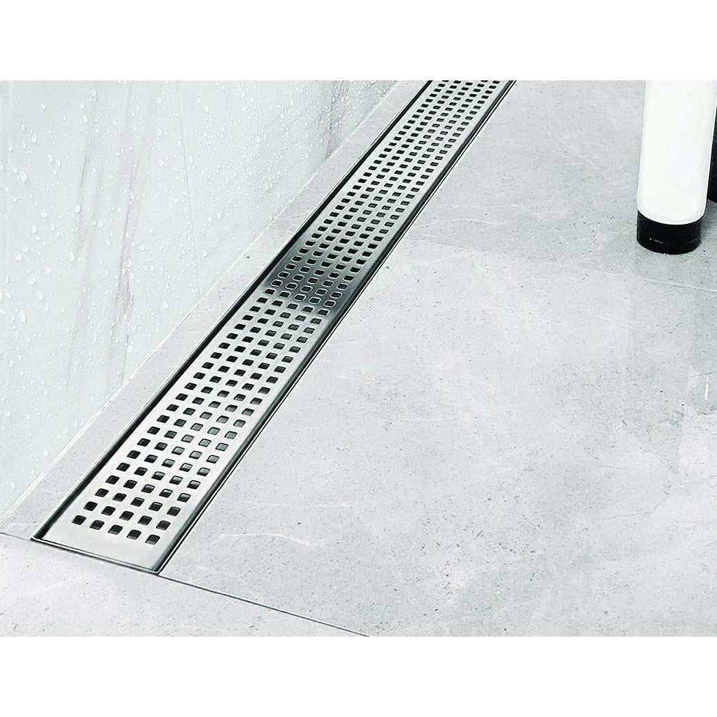 1200mm Bathroom Shower Stainless Steel Grate Drain w/Centre outlet Floor Waste Square Pattern