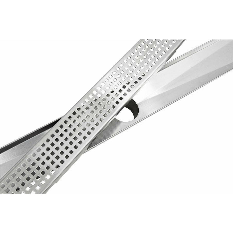 1200mm Bathroom Shower Stainless Steel Grate Drain w/Centre outlet Floor Waste Square Pattern