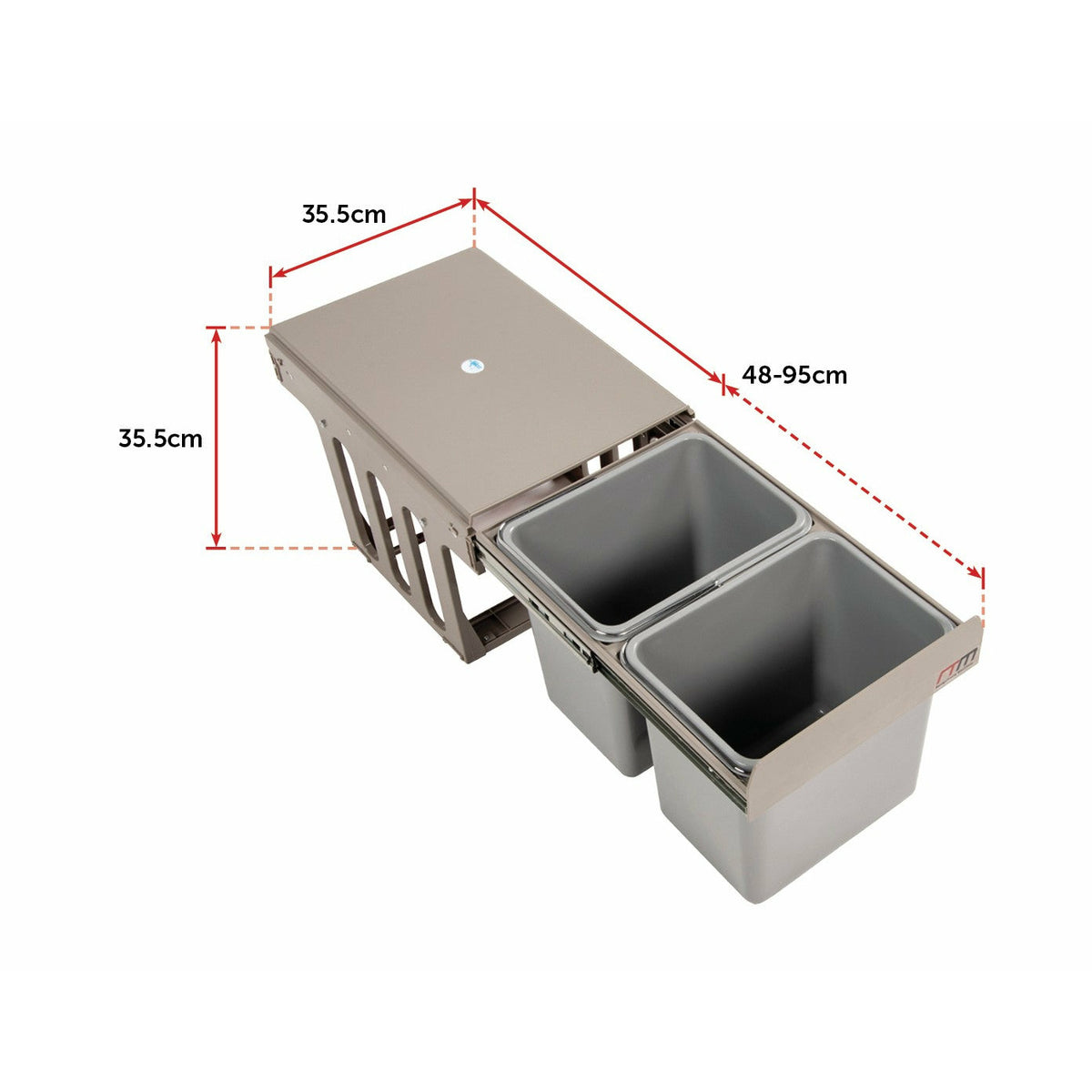 2x 15L Pull Out Trash Bin Dual Kitchen Garbage Waste Basket Cabinet Bin