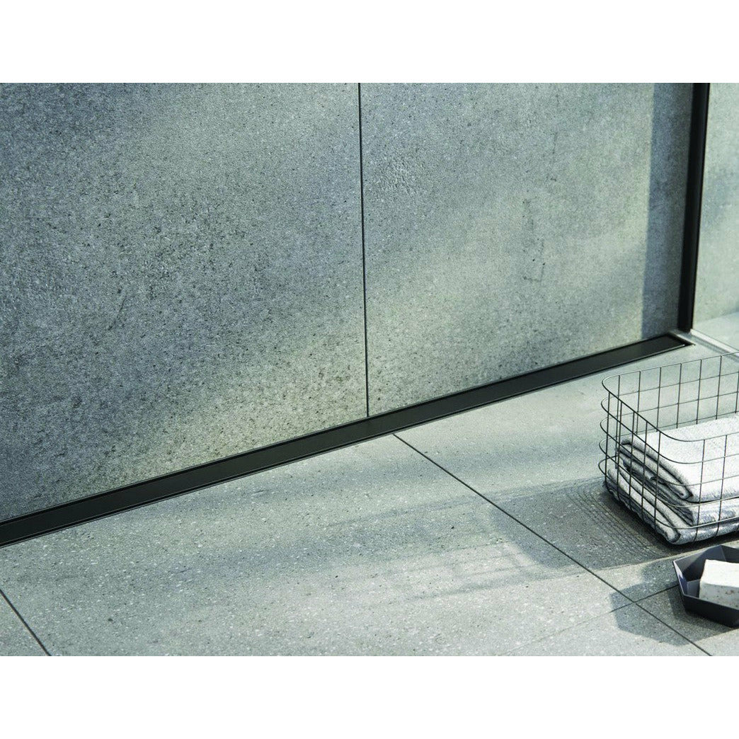 1200mm Tile Insert Bathroom Shower Black Grate Drain w/Centre outlet Floor Waste