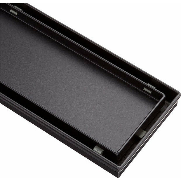 1200mm Tile Insert Bathroom Shower Black Grate Drain w/Centre outlet Floor Waste