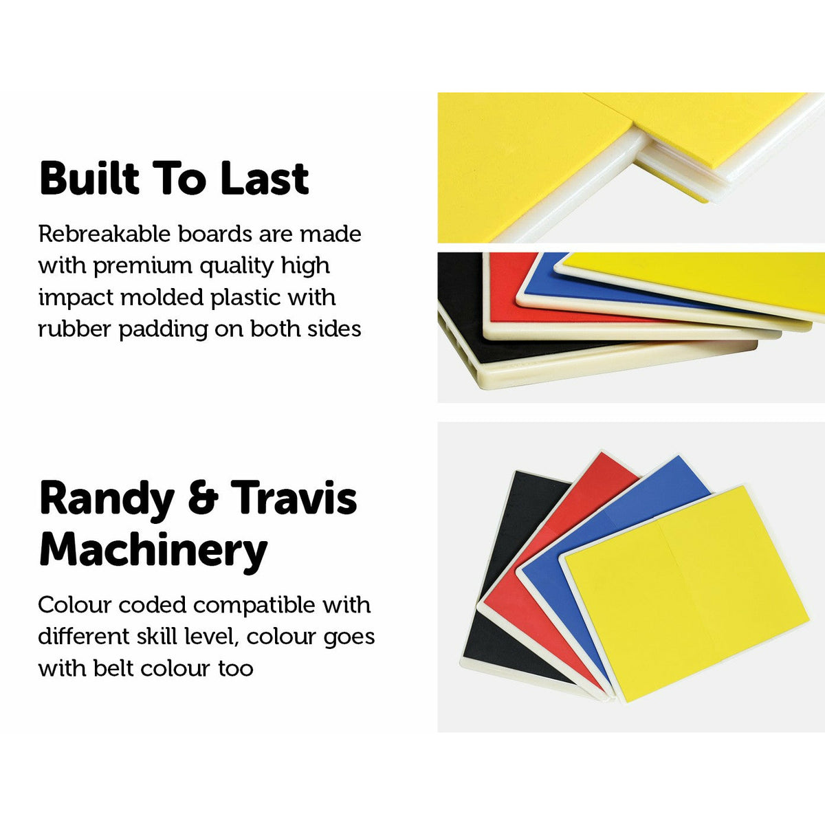 Martial Arts Supply Rebreakable Board Taekwondo, MMA, Karate-Set: Yellow, Blue, Red & Black