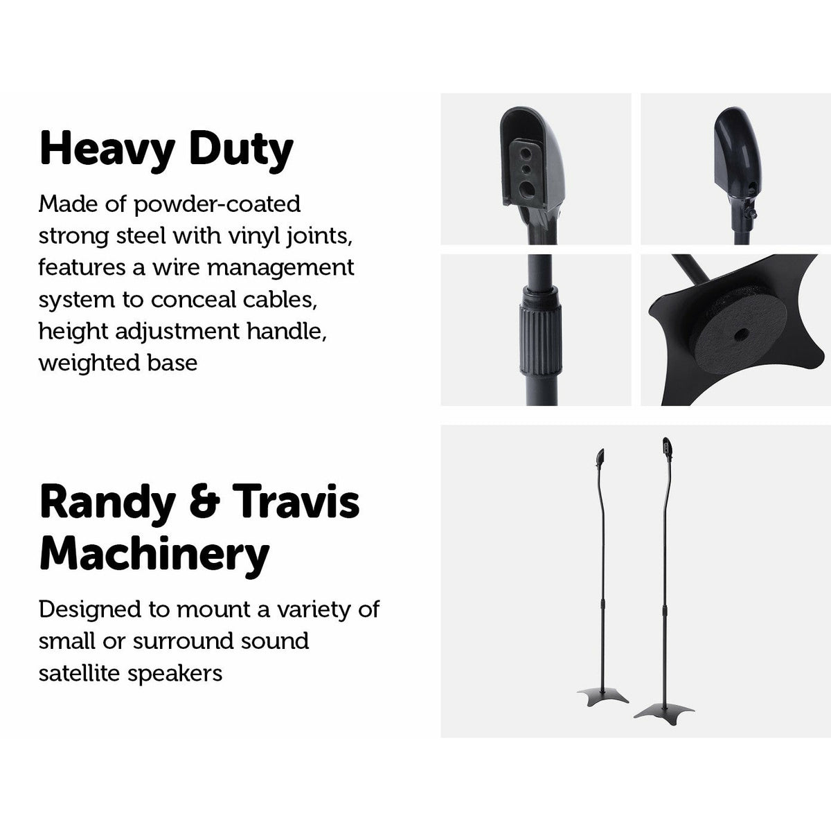 2pcs Speaker Stands Stand Rear Surround Sound Satellite Speakers Adjustable