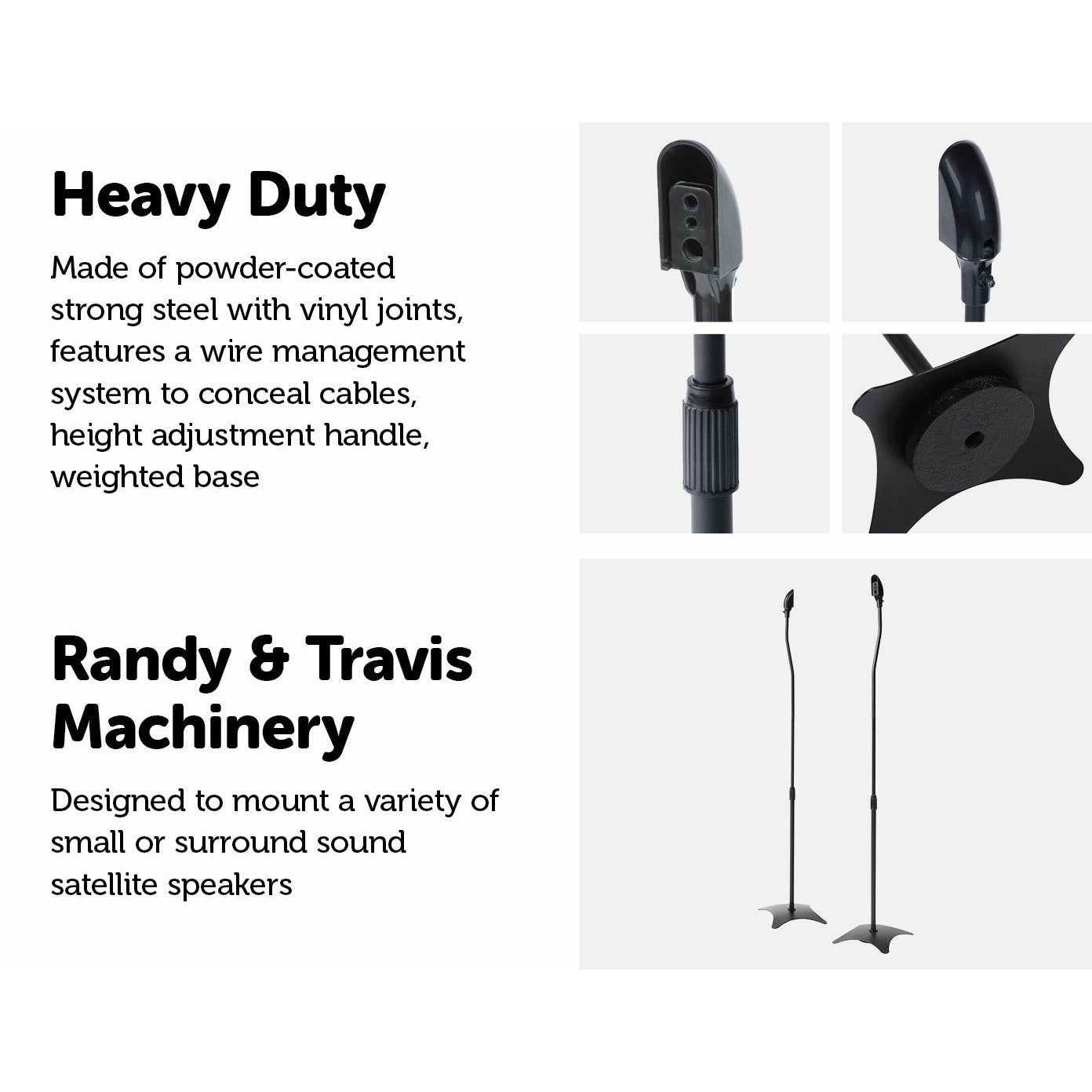 2pcs Speaker Stands Stand Rear Surround Sound Satellite Speakers Adjustable