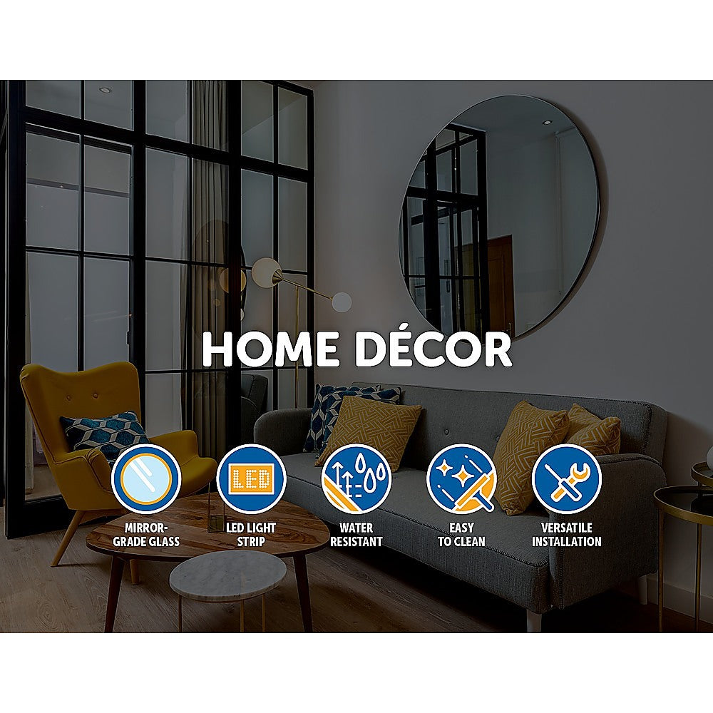 70cm LED Wall Mirror Bathroom Mirrors Light Decor Round