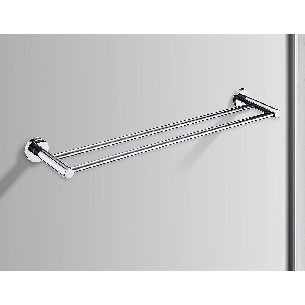 Double Classic Chrome Towel Bar Rail Bathroom