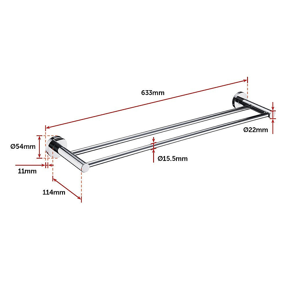 Double Classic Chrome Towel Bar Rail Bathroom